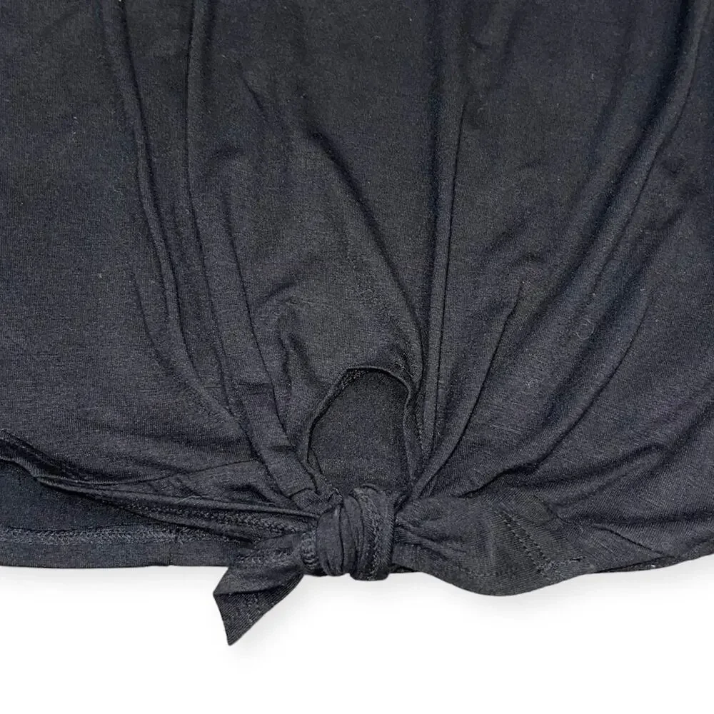 Girls L 10-12 Old Navy Black Sleeveless Active Shirt Front Knot Cut Out Back
